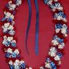 $30 H10 Variegated Blue & White & White Pikake Twist w/Red accent.