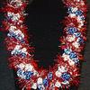 $30 H14 "Born on the 4th of July"  Variegated Blue/White & White Pikake Twist with Red/Silver accent.